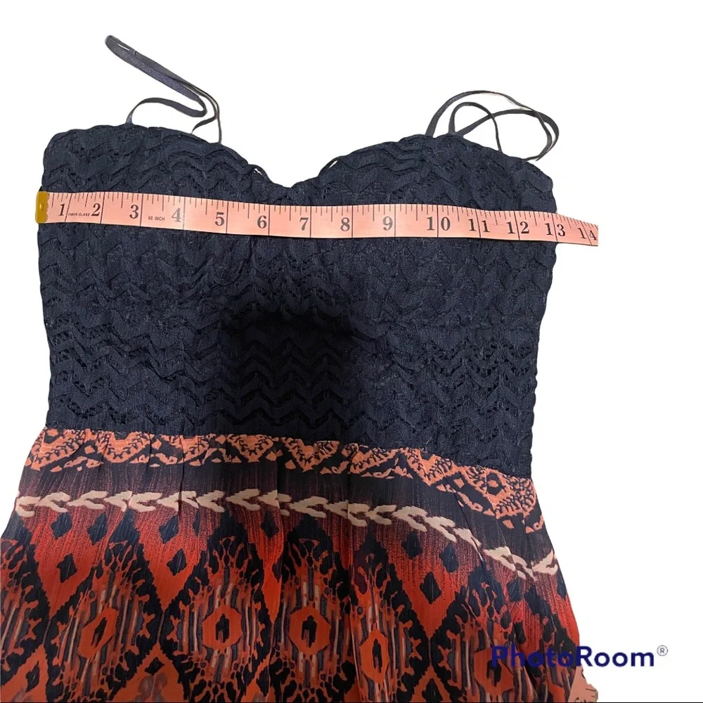 Trixxi Maxi Sun Dress Sleeveless w Navy Crocket Open back 100%Polyester Small - Picture 10 of 13